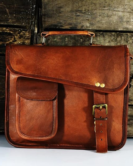 URBAN DEZIRE Men's Genuine Leather Small Briefcase Messenger Satchel Ipad Tab Tablet Bag 11 compatible with Apple product