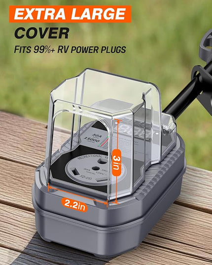 15,000J RV Surge Protector 30 Amp with LED Display, 30 Amp RV Surge Protector with Voltage Monitoring, Clear Error Codes, Comprehensive Detection, IP68 Waterproof Cover