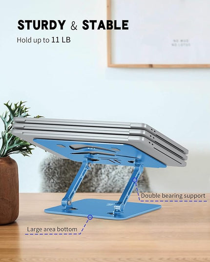 Laptop Stand, Ergonomic Adjustable Computer Stand for Collaborative Work, Foldable and Portable Heat Sink Computer Stands, Fits up to 15.6-inch Laptops (Dark Blue)