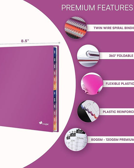 Ensight 2026 Appointment Book and Planner 8.5" x 11" Large Hourly Weekly Daily Schedule Book with Tabs, 15 Minute Time Slots, Magenta Calendar Organizer Jan 2026–Dec 2026 Appointment Planner - Magenta