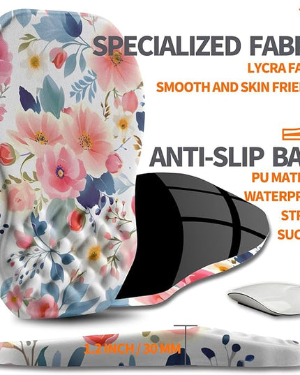 Ergonomic Slope Mouse Pad Wrist Support, Wrist Rest Mousepad for Carpal Tunnel Pain Relief with Massage Bulge and Slow Rebound Memory Foam (12x8 inch, Pink Floral)