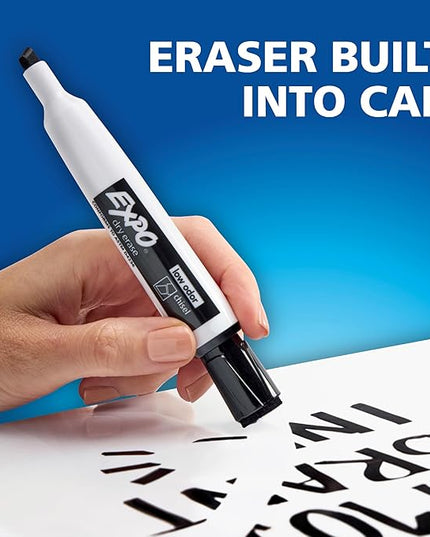 Expo Magnetic Dry Erase Markers with Eraser, Fine Tip, Assorted, 8 Count