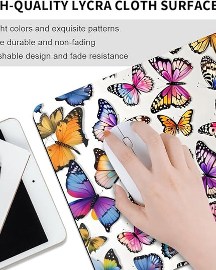 Rainbow Butterfl Square Mouse pad, Texture, Waterproof, Anti Slip Rubber Base, Computer Mouse pad, Laptop Mouse pad