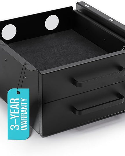 Under Desk Drawer Slide-Out – Lockable Metal Storage Drawers with Cable Management for Office & Home (Double, Non-Bracketed)
