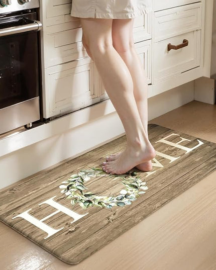 KIMODE Comfort Kitchen Mats Cushioned Anti Fatigue,Farmhouse Spring Kitchen Sink Rug Non Slip,Waterproof Memory Foam Standing Desk Mat for Office Home Doorway,20"x39",Khaki