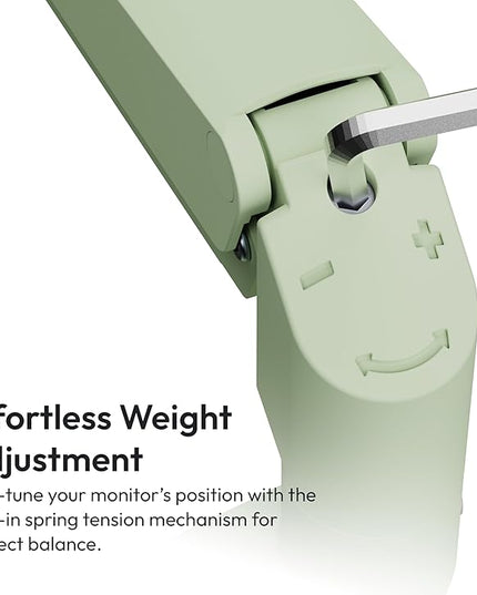 Pixio PS1S Wave Mint Green Single Monitor Arm Stand Desk Mount - Fits up to 32 inches Monitors and up to 19.8lbs. VESA Compatibility and Integrated Cable Management
