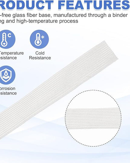 uxcell Insulation Cable Protector,35mm/1.38 Inch-1m/3 Feet High Temp Fiberglass Sleeve White