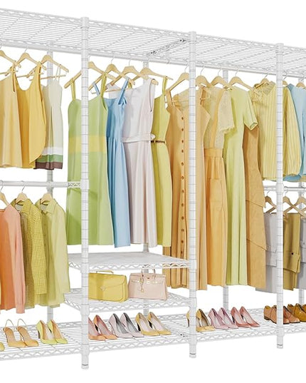 VIPEK V40 Plus Extra Large Clothes Rack Heavy Duty Clothing Rack for Hanging Clothes, Multi-Functional Closet Organizer System Freestanding Wardrobe Closet for Bedroom, Max Load 1300lbs, White