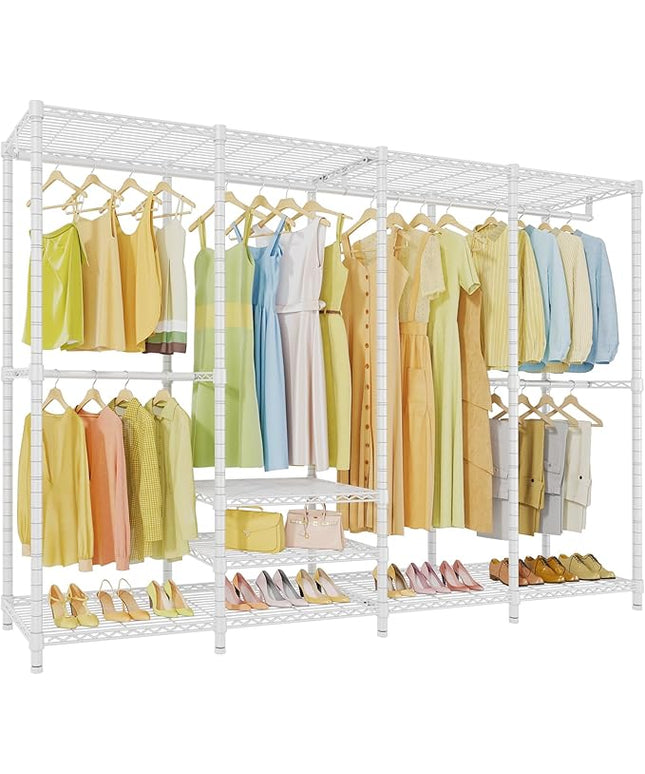 VIPEK V40 Plus Extra Large Clothes Rack Heavy Duty Clothing Rack for Hanging Clothes, Multi-Functional Closet Organizer System Freestanding Wardrobe Closet for Bedroom, Max Load 1300lbs, White