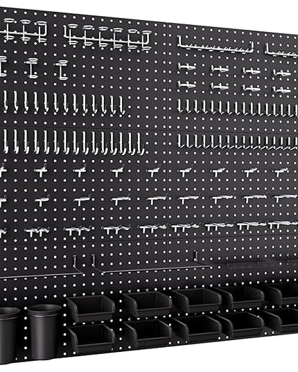 INCLY 48x36 Inch Metal Peg Board Kit with 1/4" Pegboard Hooks Accessories, 6PCS Peg Board Panels and 234PCS Black Pegboard Wall Organizer Tool Storage System for Garage Workbench Shed