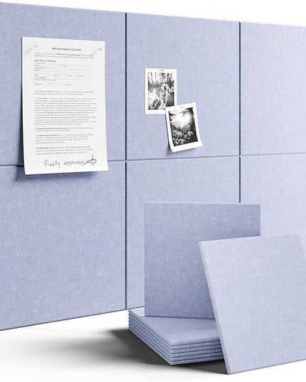 Fluxynara Large Felt Bulletin Board 36" x 24" Cork Board Alternative-6 Pack with 40 Safe Removable Adhesive Tabs, Cork Boards for Walls Cork Board for Home Office Classroom Pin Board - Soft Periwinkle