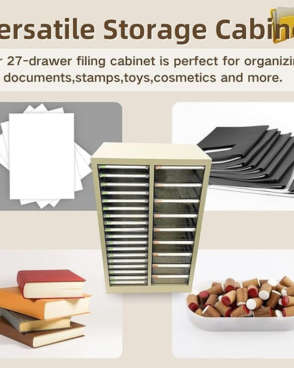 File Cabinet 27 Transparent Drawers Vertical Home Office Storage Cabinet Paper Organizer Document Filing for Small Parts