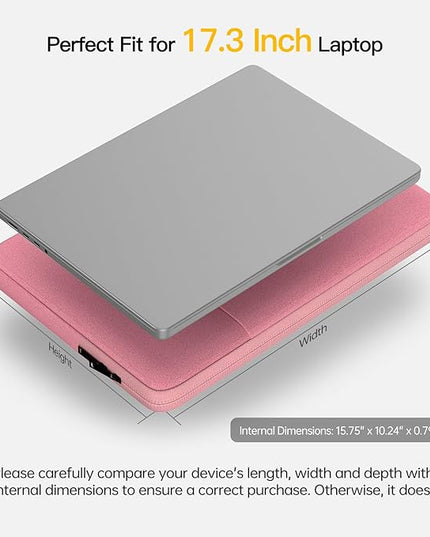 17.3 Inch Laptop Case Sleeve for Dell Inspiron 17/Dell G3 G7 17.3, HP Envy 17/Pavilion 17, Lenovo ideapad 17, Acer Predator 17, MSI GS75, 17.3 inch Computer Carrying Bag -Pink