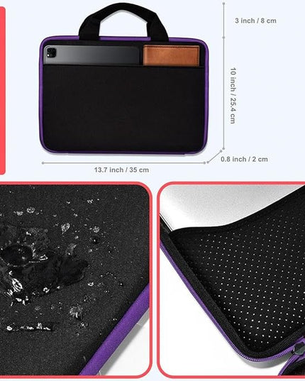 Hseok Laptop Case 13.3-14 inch Briefcase Handbag, Water-Resistant and Shockproof Computer Sleeve Compatible with MacBook Pro 14", Mac Air/Pro 13.3" and 13"-14" Notebooks Chromebooks,Black-Purple