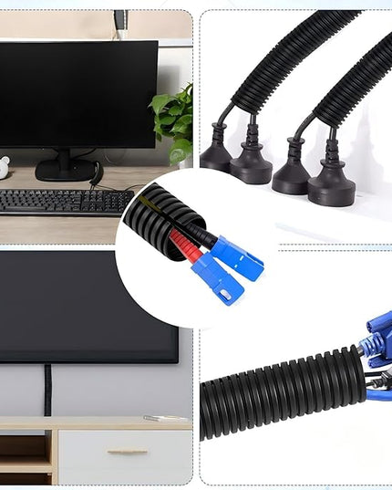Sasylvia 3/8" x 150 ft Split Wire Loom Tubing Automotive Wire Loom Assortment Split Cable Sleeves Bulk Flexible Electrical Conduit Protective Kit