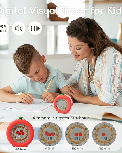 Visual Timer for Kids, 299-Minute Cute Kids Pomodoro Countdown Timer, Visual Timer for Classroom, Kitchen, Office Desk and Meetings