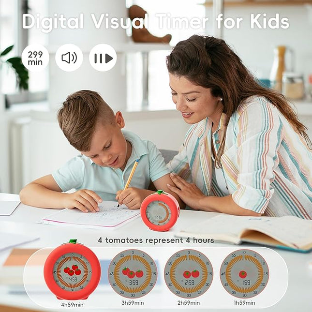 Visual Timer for Kids, 299-Minute Cute Kids Pomodoro Countdown Timer, Visual Timer for Classroom, Kitchen, Office Desk and Meetings