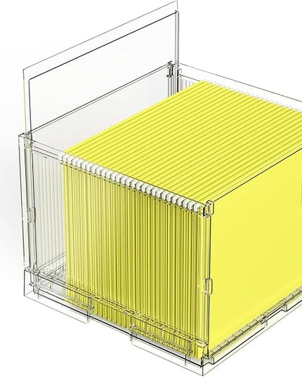 MUKAI File Box Organizer, Hanging Folder Storage Boxes, File Folder Organizer with Slide, Filing Crate Bin Holder with Letter-size File Holder Filing Box for Office, Home, Decor (1)