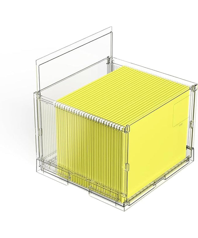 MUKAI File Box Organizer, Hanging Folder Storage Boxes, File Folder Organizer with Slide, Filing Crate Bin Holder with Letter-size File Holder Filing Box for Office, Home, Decor (1)