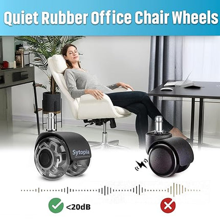 Office Chair Wheels 2 Inch Replacement for All Hardwood and Carpet Floors