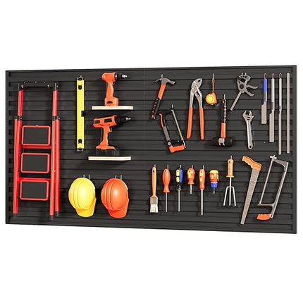 Slatwall Garage Wall Paneling Storage System, PVC Slat Wall Panels 4x8FT, Modular Slatted Wall Panels for Tool Organization, Garage Storage & Wall Organizer Panels