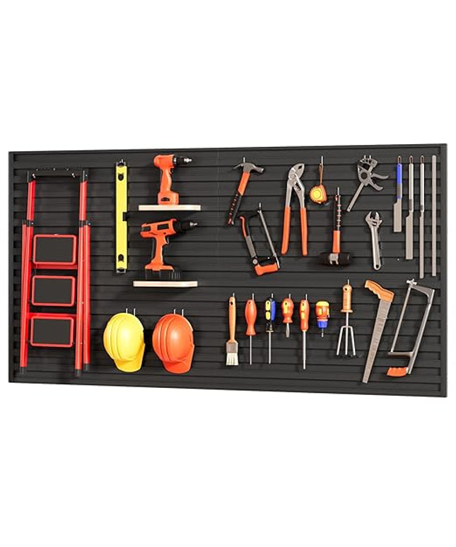 Slatwall Garage Wall Paneling Storage System, PVC Slat Wall Panels 4x8FT, Modular Slatted Wall Panels for Tool Organization, Garage Storage & Wall Organizer Panels