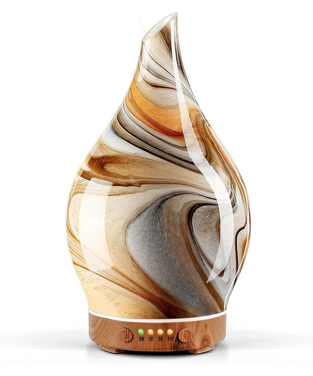 Porseme 150ml Glass Essential Oil Diffuser Aromatherapy Ultrasonic Cool Mist Humidifier 6 Running Hours Waterless Auto-Off Air Diffusers for Sleeping,Yoga,Office Working Spa and Rest (Deep Desert)