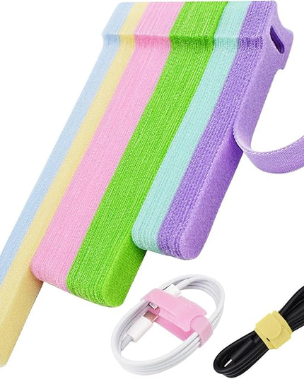 80pcs Cable Ties Reusable Macaron-inspired Color Wire Ties Cable Management Cord Ties Reusable for Electronics Hook and Loop Cable Ties for Computer 4 6 8 Inch with 6 Vibrant Colors