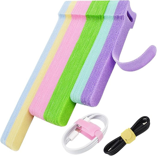 80pcs Cable Ties Reusable Macaron-inspired Color Wire Ties Cable Management Cord Ties Reusable for Electronics Hook and Loop Cable Ties for Computer 4 6 8 Inch with 6 Vibrant Colors
