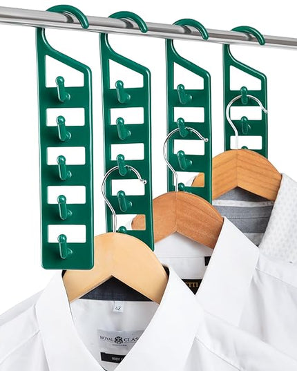 CraftyCrocodile Space Saving Hangers for Clothes - 4 in Pack, Heavy Duty Plastic, Multi Closet Space Savers for Shirts, Pants, Jeans, Sweaters - Hanger Organizer Space Saver