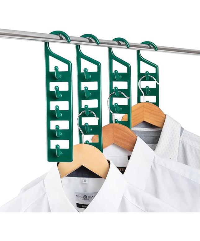 CraftyCrocodile Space Saving Hangers for Clothes - 4 in Pack, Heavy Duty Plastic, Multi Closet Space Savers for Shirts, Pants, Jeans, Sweaters - Hanger Organizer Space Saver