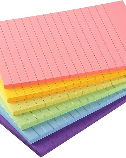 Early Buy 6 Pads Lined Sticky Notes with Lines 4x6 Self-Stick Notes 6 Pastel Color Sticky Notes, 45 Sheets/Pad