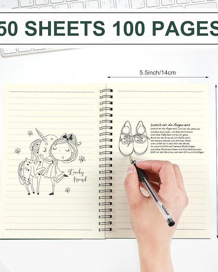 Yahenda Spiral Notebook Bulk A5 Journal Lined 8.3'' x 5.5'' Writing Composition Paper Small Notepad Subject Notebook for Students Office Business Back to School Supplies(Deep Green,54 Pcs)