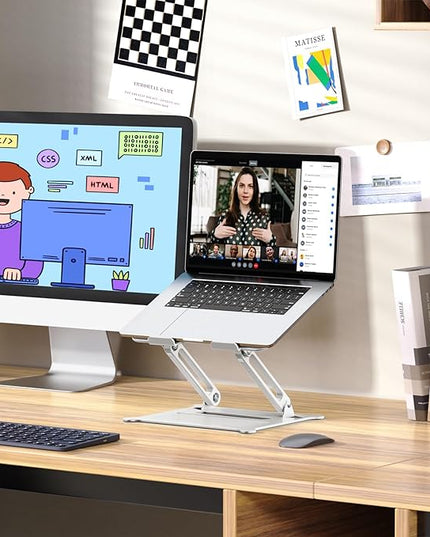 Urmust Laptop Notebook Stand Holder Adjustable Ultrabook Stand Riser Portable Compatible with MacBook Air Pro HP Dell XPS Lenovo All laptops 10-15.6"(Silver)