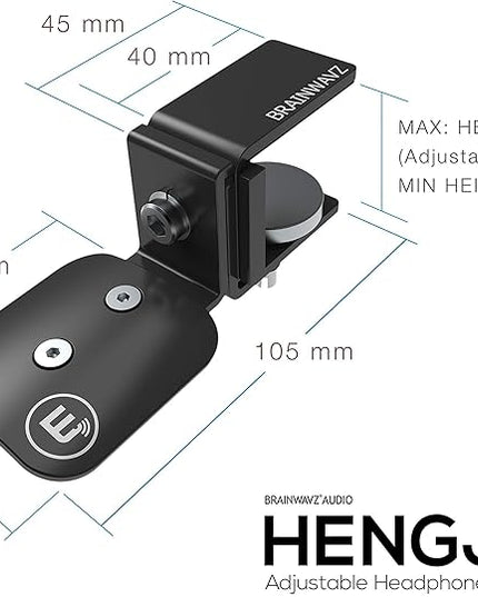 BRAINWAVZ Hengja - The Desk Headphone Stand Hanger Mount, All Metal, Rotatable Mount, PC & Gaming Headset Holder