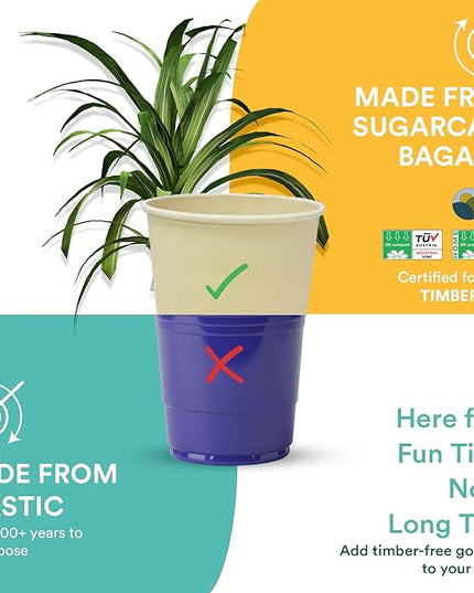 ECO SOUL 200 Pack 12 oz Disposable Coffee Cups Eco-Friendly, Biodegradable, Compostable, Leak-free & Sturdy To Go Hot Drink Travel Bagasse Cup for Tea, Chocolate, Party, Picnic & Cafe, Office & Home
