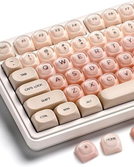 OHY PBT Keycaps, XVX Pink Jelly Foundation HOA Profile, 132-Key Cute Custom Keycaps (for Mechanical Keyboards with Cherry/Gateron MX Switches)-Flesh Pink