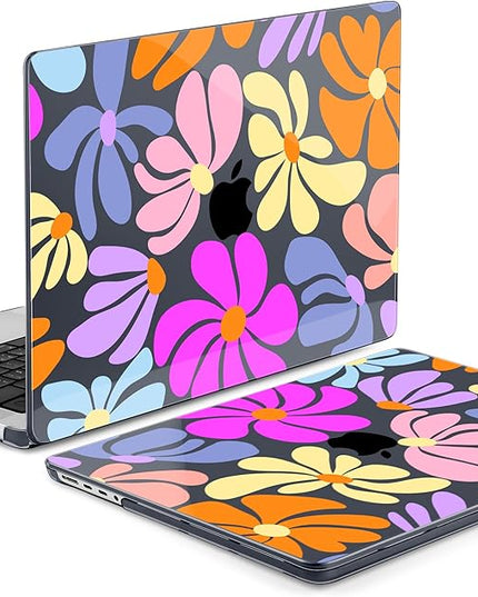 DONGKE Case for M5 MacBook Pro 14 inch 2025 2024-2021 M4 M3 M2 M1, Plastic Hard Shell Cover Compatible with A3434 A3112 A3401 A3185 A2992 A2779 A2442, Retina XDR Display & Touch ID, Power Flowers