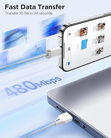 StayCable 5FT USB A to USB C Cable with Built-in Magnetic Holder for Nightstand, Desk and Car, 3A Fast Charging Anti-Fall Cord with 2 Adhesive Metal Plates, Braid Type-C Data Cable for iPhone 17