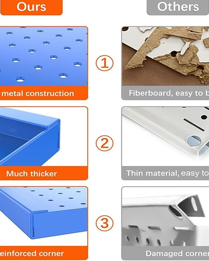 TORACK Metal Pegboard Wall Organizer 24" x 24" or 12" x 48", 70 PCS Tools Storage Pegboard for Garage Tool Organizer Pegboard with Peg Board Hooks for Workbench(Blue)