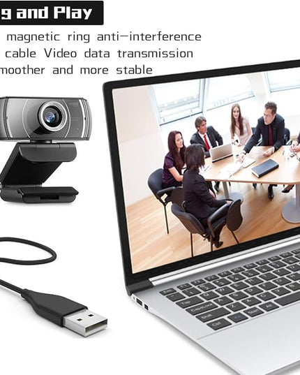 Webcam with Microphone 1080P 60FPS, Privacy Cover Web Camera for Desktop, Autofocus, Dual Noise-Cancelling Mics Streaming Webcam for Gaming, Laptop/Mac/Zoom/YouTube/Video Calling/Office