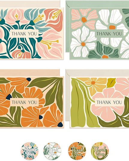 Thboxes Thank You Cards with Envelopes, 36 Pack Thank You Cards Bulk with Envelopes & Stickers 4x6 Inch Greeting Card for Birthday, Wedding, Baby Shower, Graduation, Bridal Shower, Business