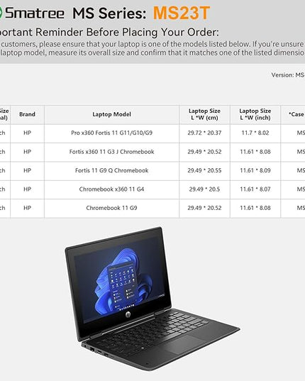 Smatree MS23T Hard EVA Protective Sleeve with Stand Compatible for 11.6 inch HP Pro x360 Fortis 11 G11/G10/G9, HP Fortis 11 G9 Q/x360 11 G3 J, Chromebook 11 G9/x360 11 G4 Laptop Bag,White