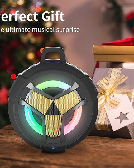 EBODA Waterproof Bluetooth Speaker, Shower Wireless Speaker, IP67 Waterproof, LED Light, Floating, Portable Speakers for Travel, Pool, Beach, Kayak, Gifts for Men-Black Golden Special Edition
