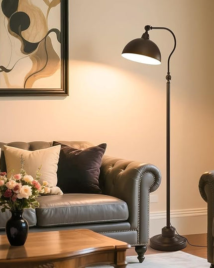 Bright Reading Floor Lamp with Remote Control and Bluetooth Dimming,Rustic Vintage Living Room Bedroom Bedside Office Study Library Adjustable Black Standing Warm Lights, Mid Century Modern Home Decor