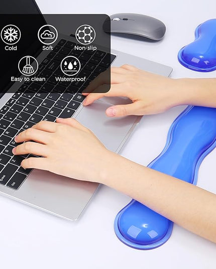Gel Wrist Rest for Keyboard and Mouse, Wrist Rest for Keyboard, Mouse Wrist Support, Pain Relief, Cool Touch, Non-Skid, Keyboard and Mouse Wrist pad Set