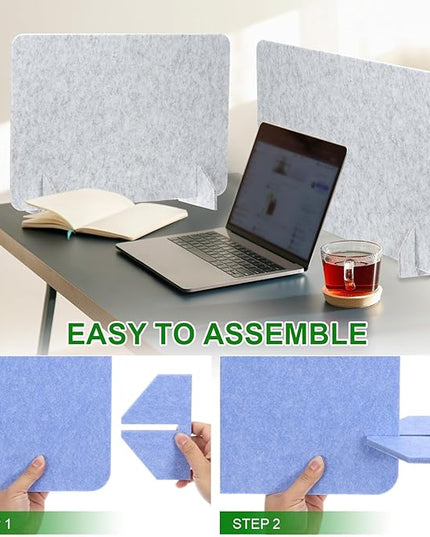 PATIKIL Desk Divider, 4 Set 24 x 16 Inch Acoustic Freestanding Desk Divider Desk Privacy Panel with 8 Pcs Support Feet for Library Office Workstation,White