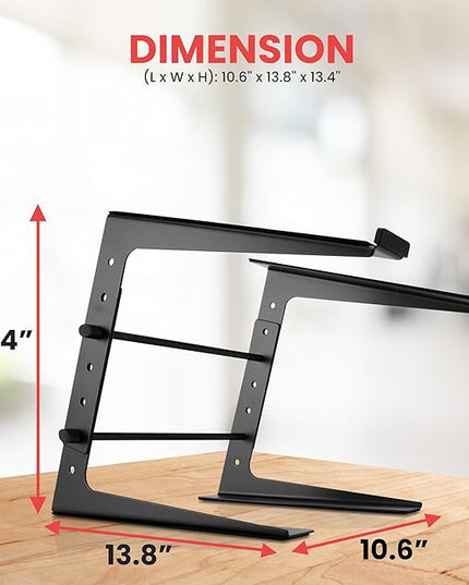 Pyle Portable Adjustable Laptop Stand - Anti-Slip Standing Table Monitor or Computer Desk Workstation Riser with Level Height Alignment for DJ, PC, Gaming, Home or Office