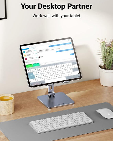 UGREEN Tablet Stand Compatible for iPad Desk Stand Holder Adjustable Aluminum Thicker Base Compatible with iPad Pro Air Mini 13 12.9 11 Inch Home Office Desk Accessories Grey