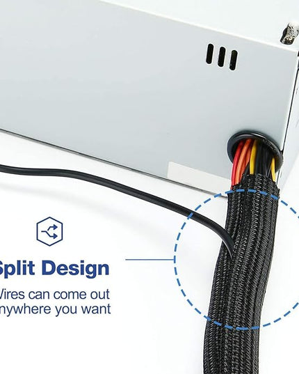 10ft *2pcs - 1/2 inch Cord Protector Wire Loom Tubing Cable Sleeve Split Sleeving for USB Cable Power Cord Audio Video Cable – Protect Cat from Chewing Cords - White(White, 10ft-1/2inch)